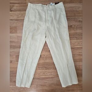 Paolo Gucci Dress Pant Slacks Cream Size 38 100% Linen